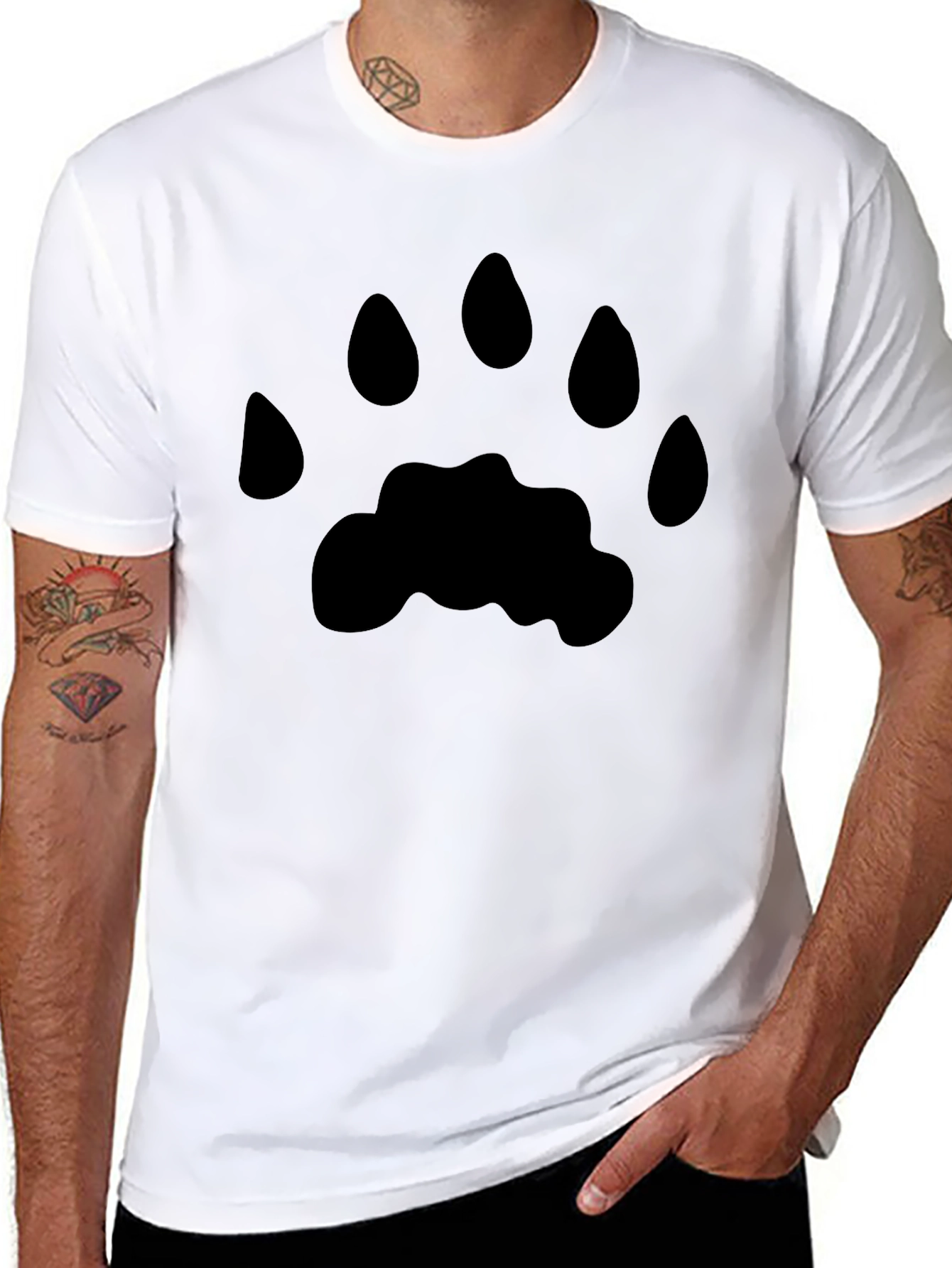 Bear Paw Print Graphic T-Shirt - Casual Comfort