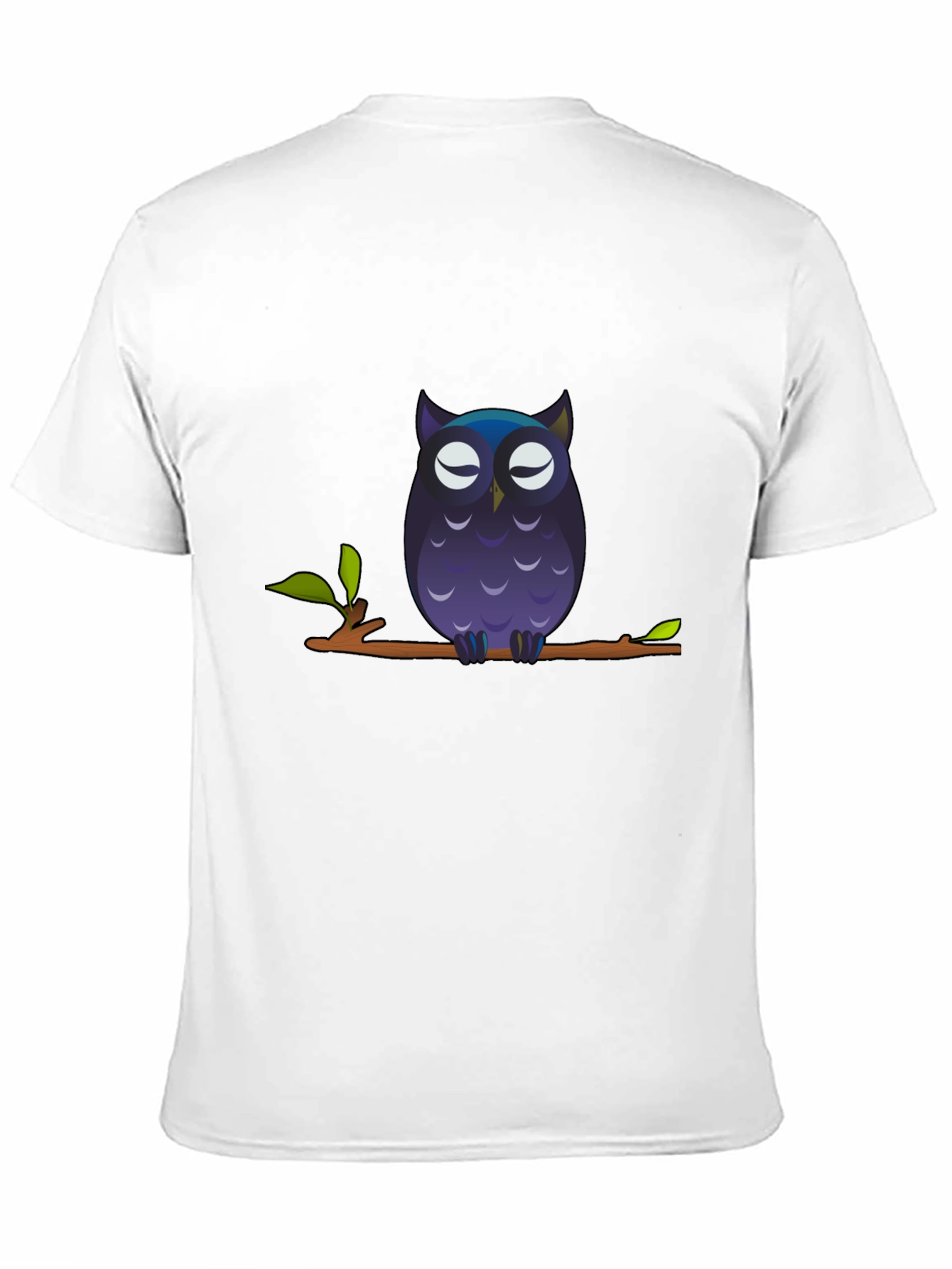 Owl on Branch Graphic Tee - Black Cotton T-Shirt