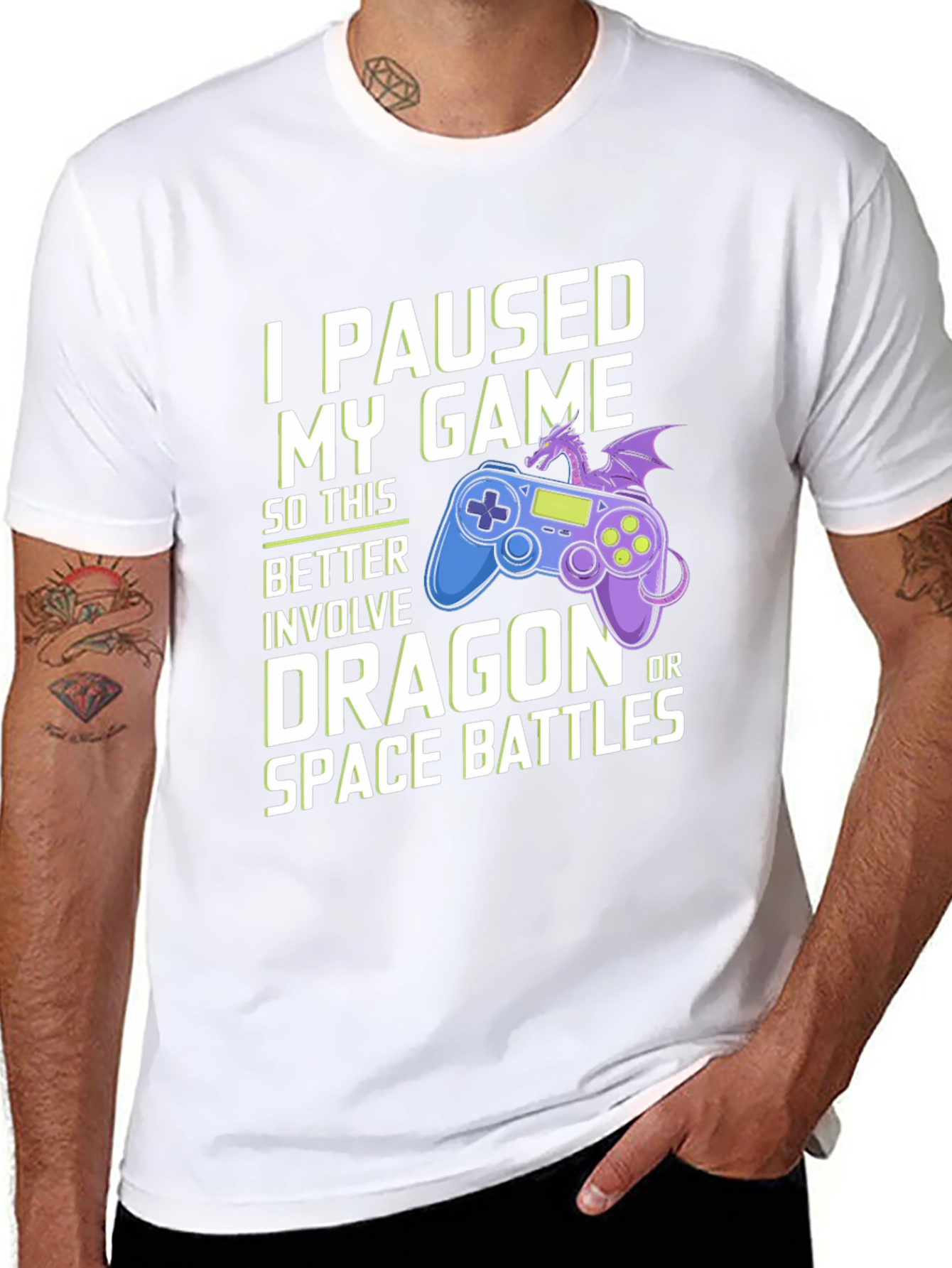 Gamer T-Shirt - Dragon or Space Battle Tee