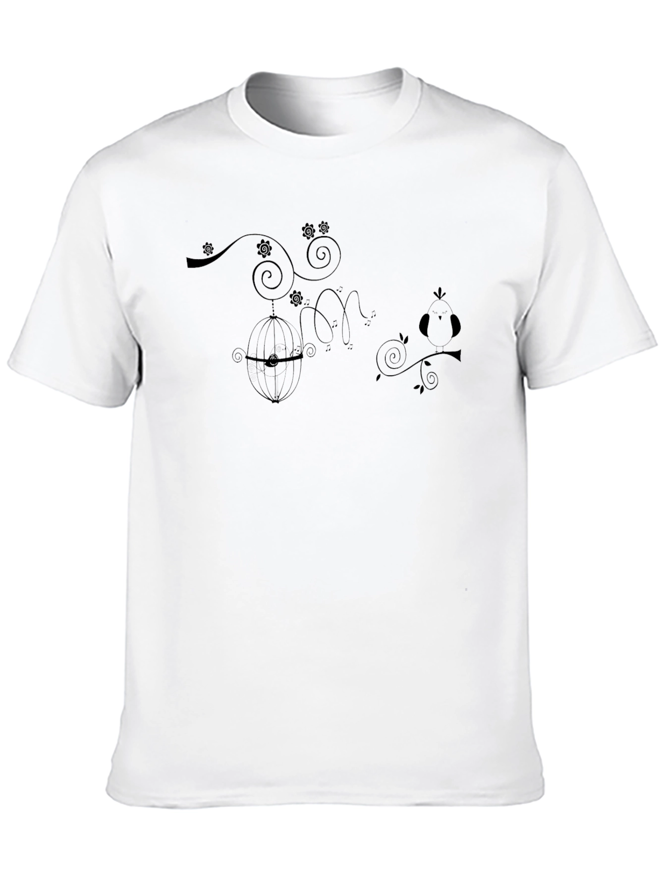 Elegant Black T-Shirt with Birdcage Design