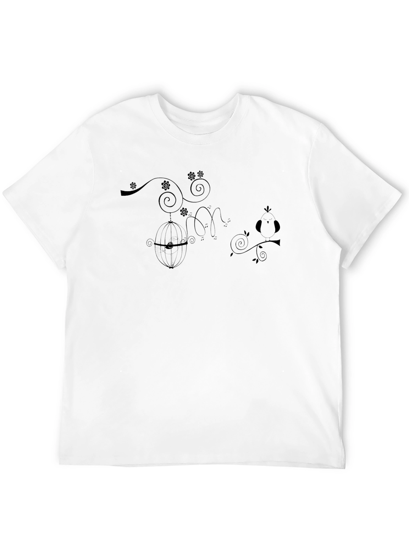 Elegant Black T-Shirt with Birdcage Design