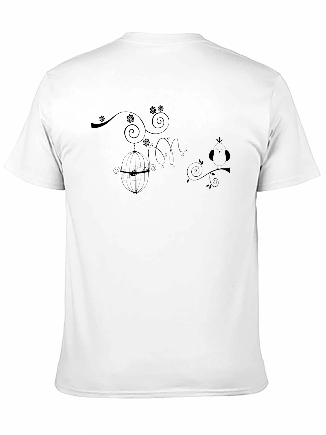 Elegant Black T-Shirt with Birdcage Design