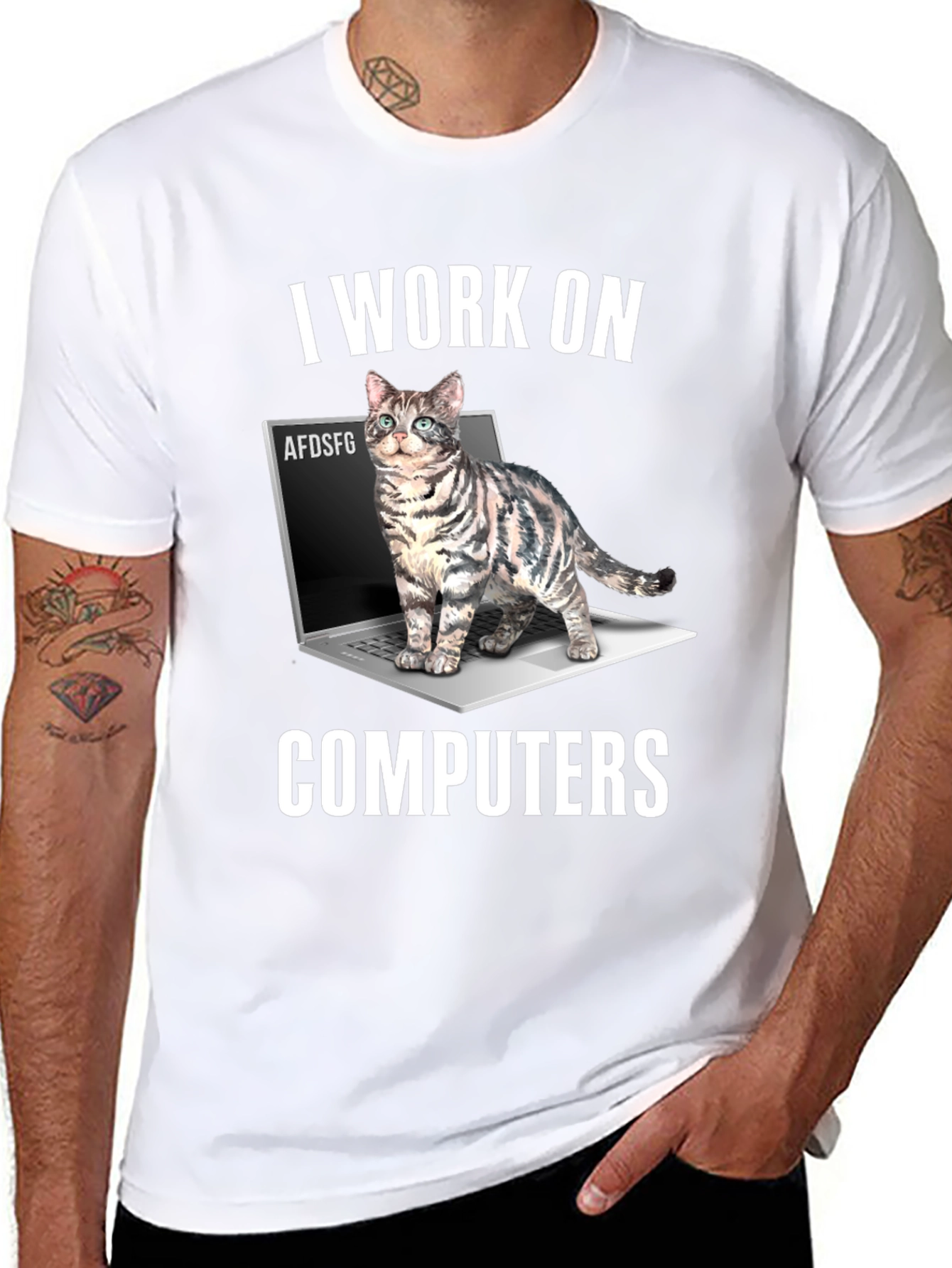 I Work On Computers Cat T-Shirt