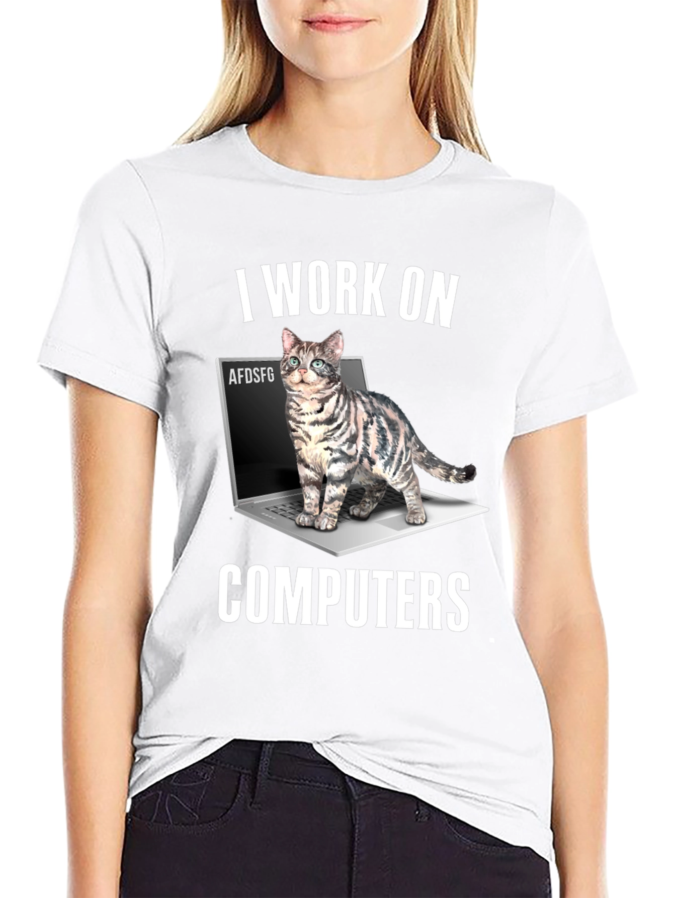 I Work On Computers Cat T-Shirt