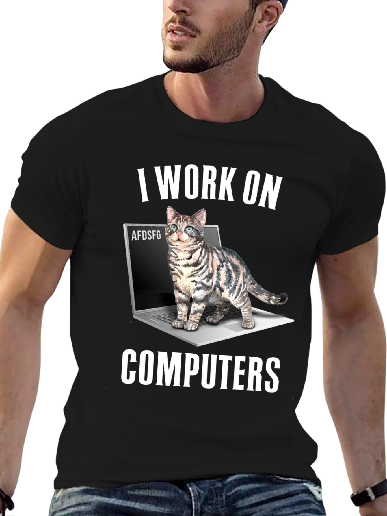I Work On Computers Cat T-Shirt