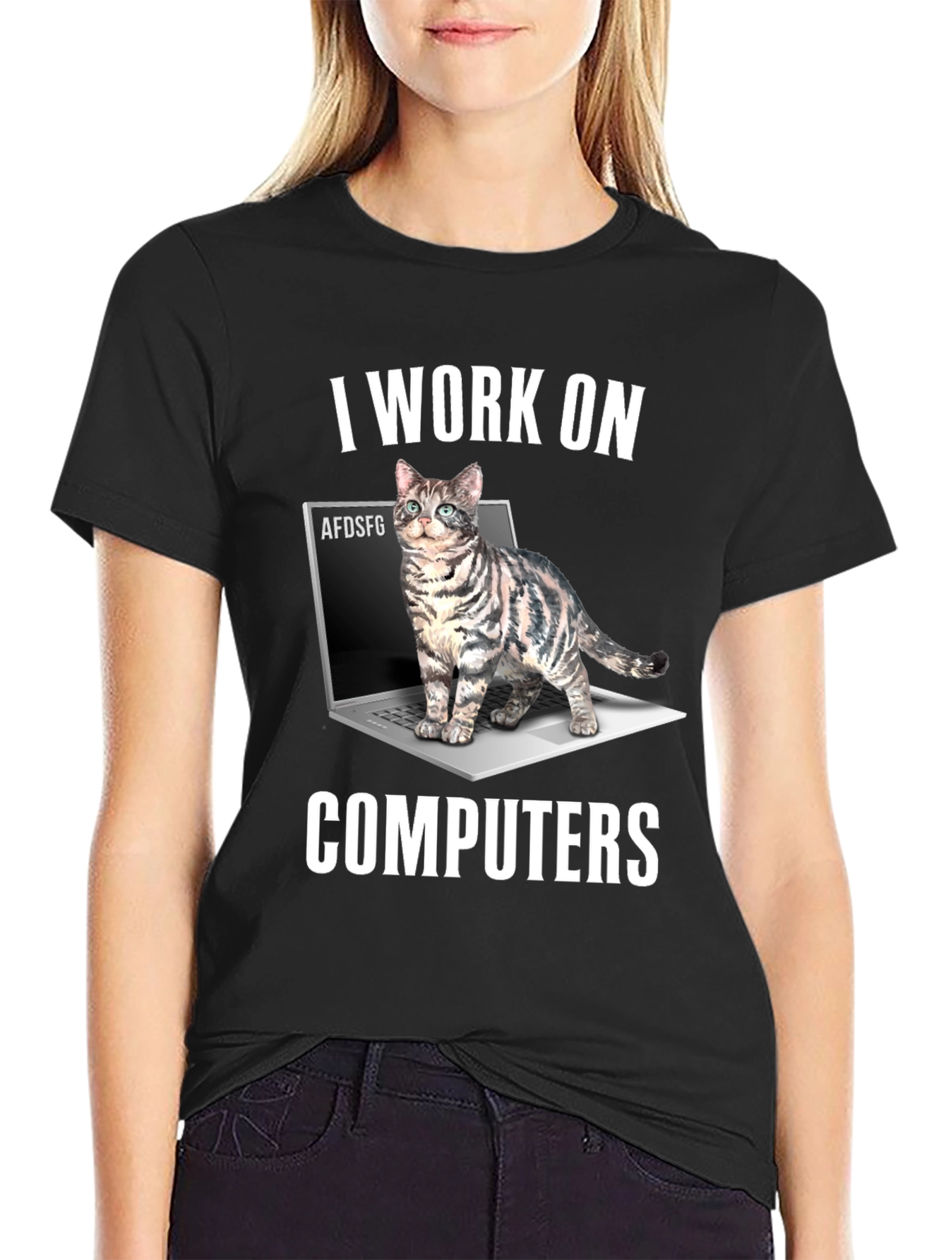 I Work On Computers Cat T-Shirt