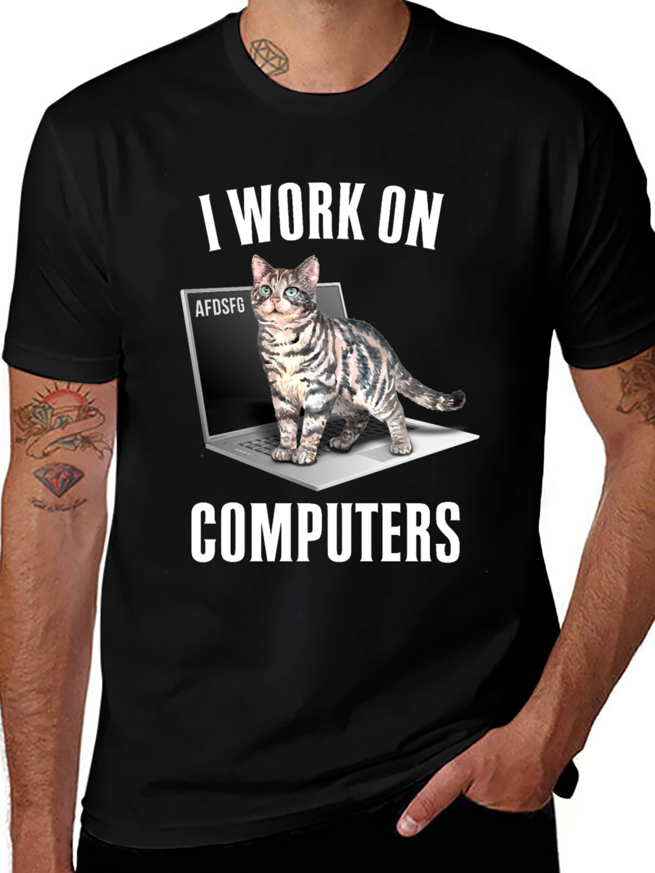 I Work On Computers Cat T-Shirt