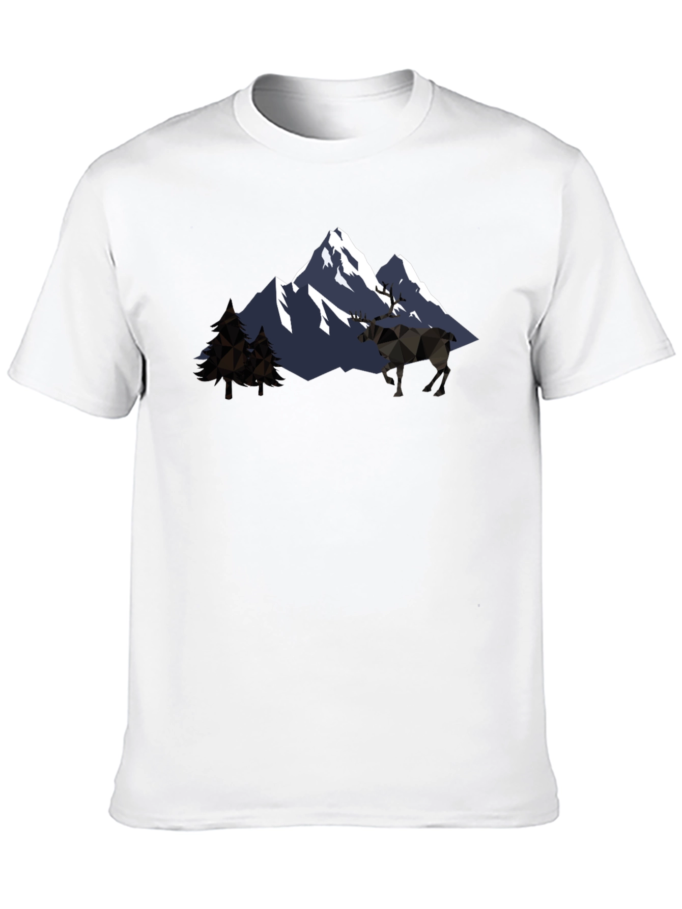 Geometric Mountain & Moose Graphic T-Shirt