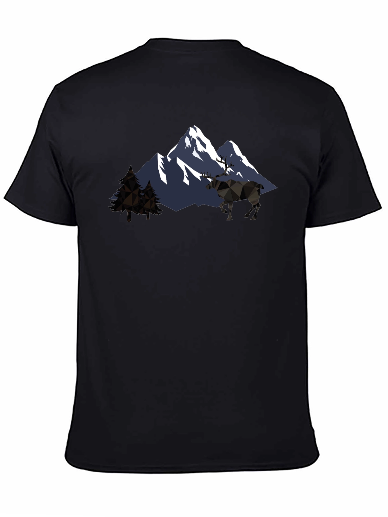 Geometric Mountain & Moose Graphic T-Shirt