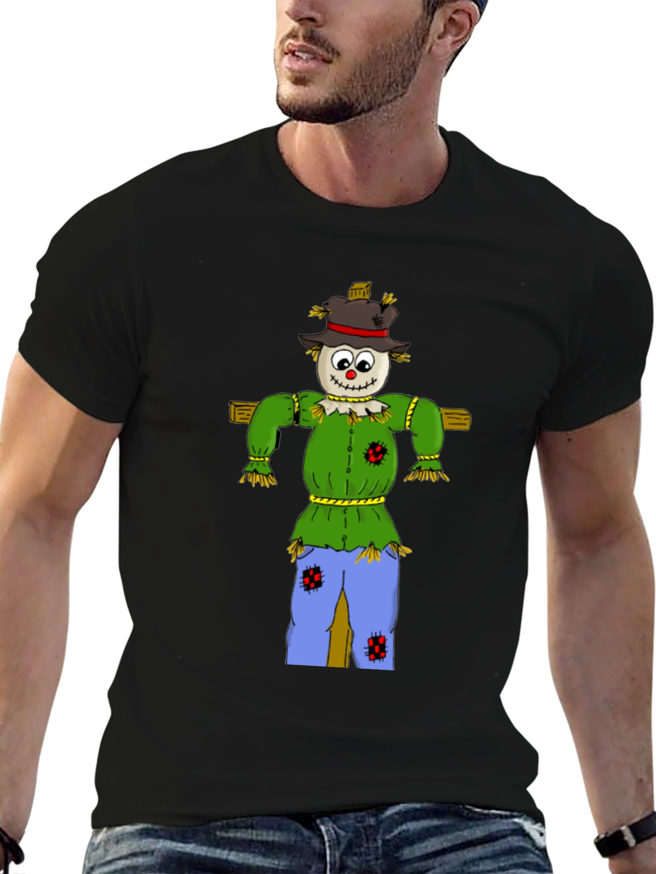 Scarecrow Graphic Tee - Black Cotton T-Shirt