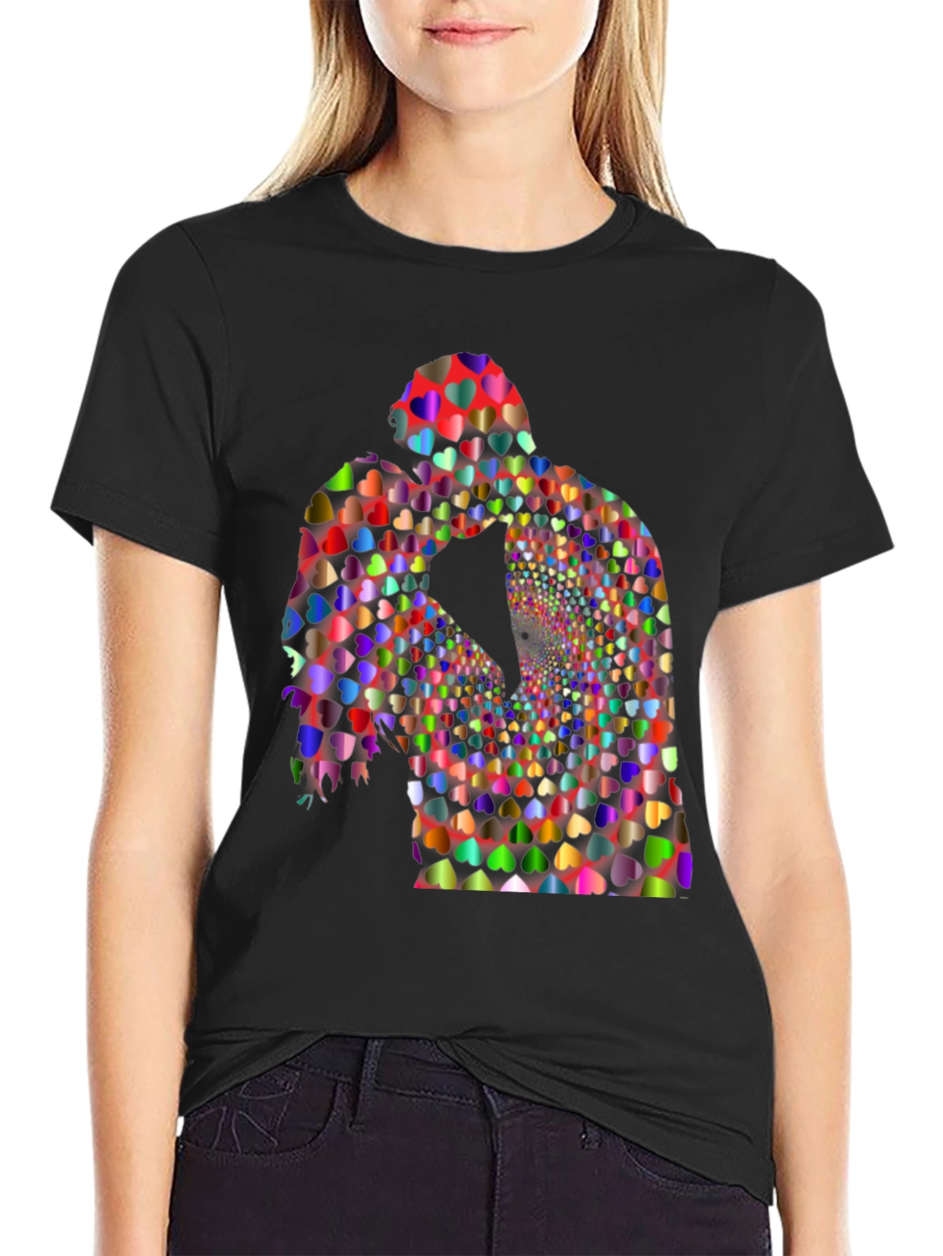 Heart Couple Graphic Tee - Modern Love Shirt