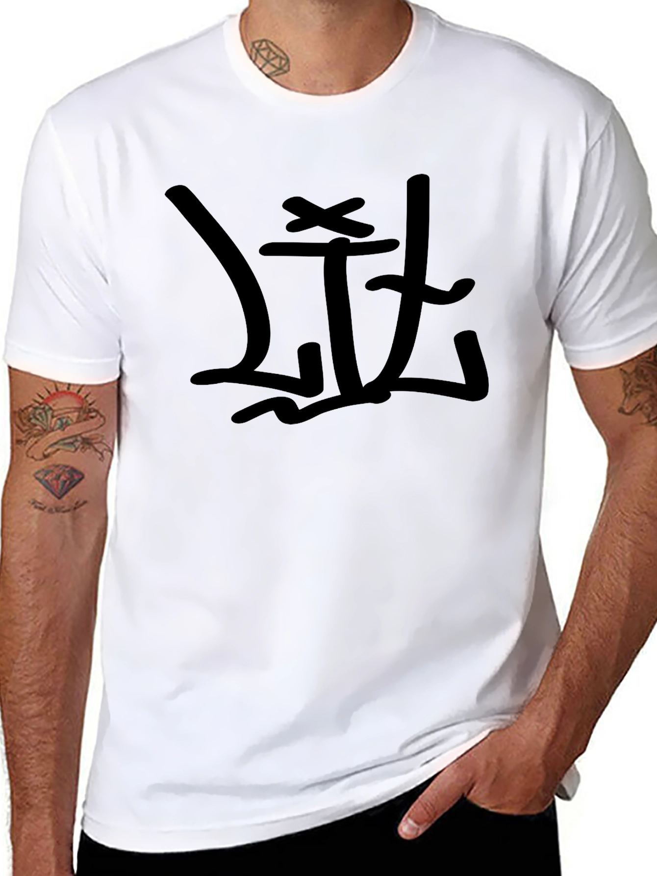 Edgy Graffiti Style Graphic Tee - Black