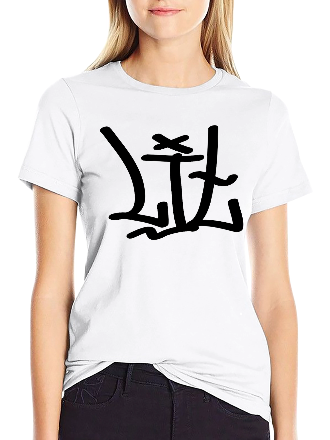 Edgy Graffiti Style Graphic Tee - Black