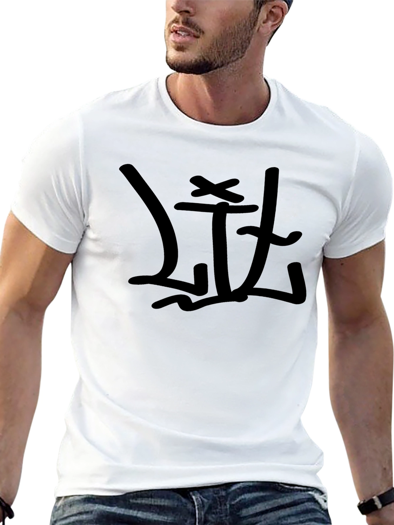 Edgy Graffiti Style Graphic Tee - Black