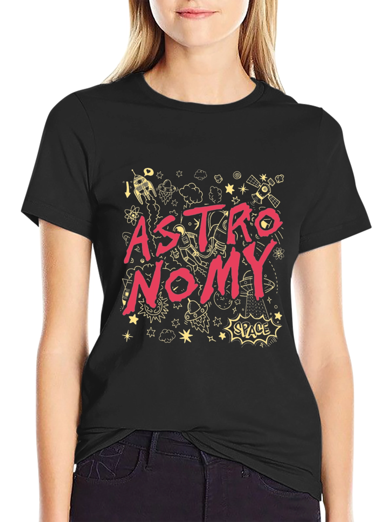 Astronomy Graphic Print Black T-Shirt