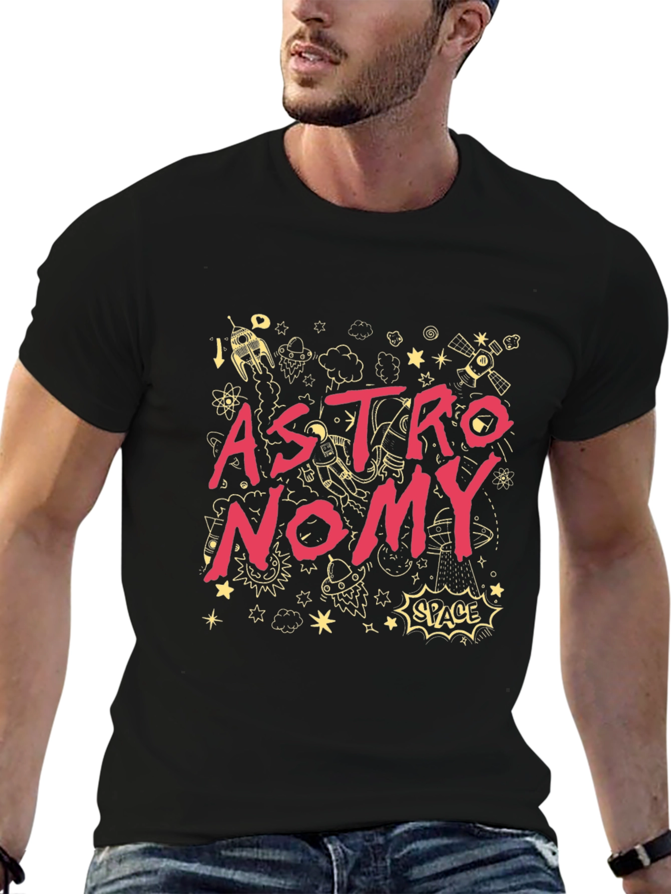 Astronomy Graphic Print Black T-Shirt