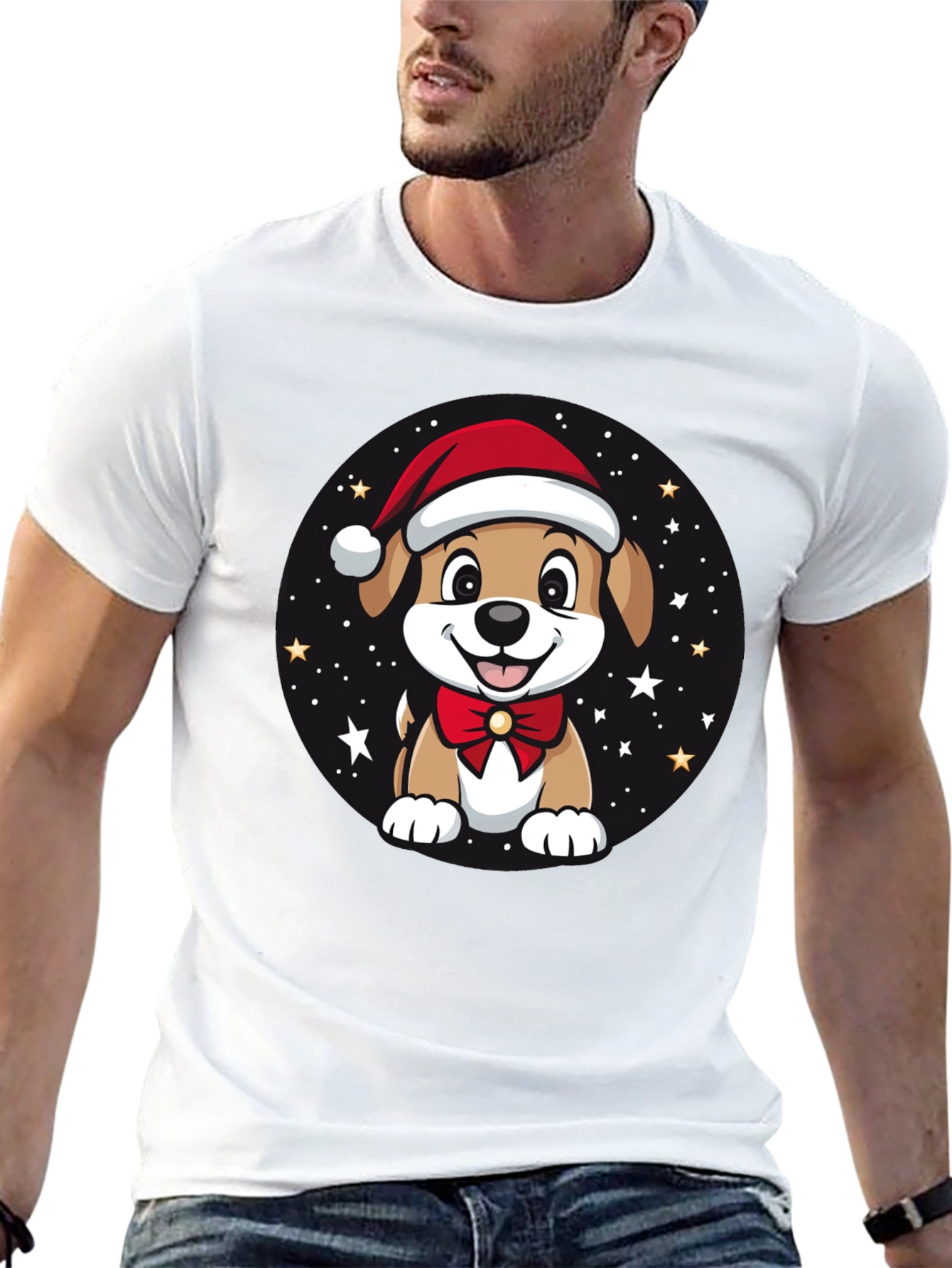 Festive Holiday Puppy Graphic T-Shirt