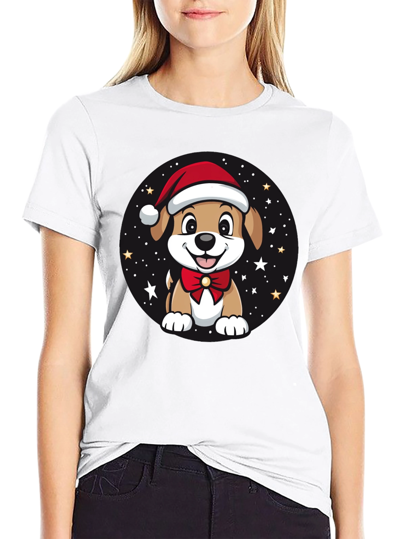 Festive Holiday Puppy Graphic T-Shirt