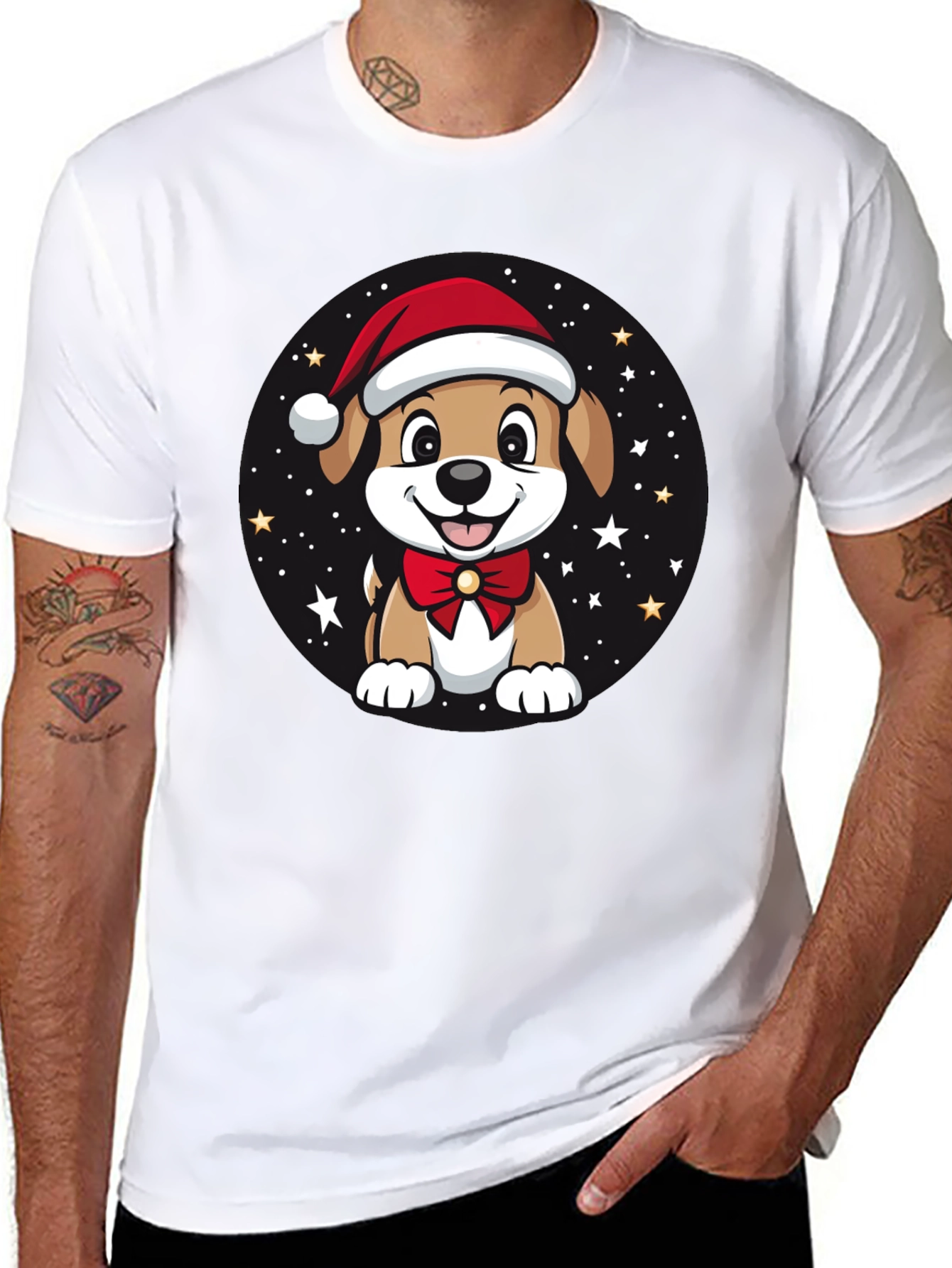 Festive Holiday Puppy Graphic T-Shirt