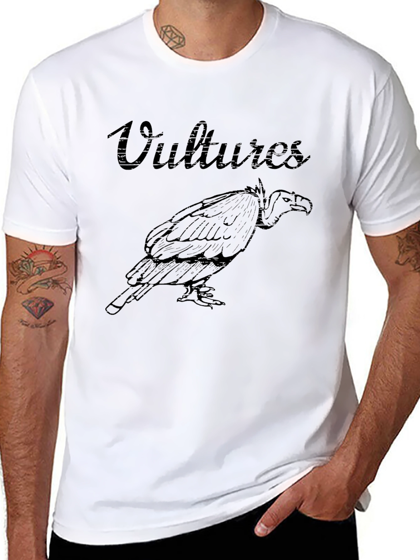 Vultures Graphic Print Black T-Shirt