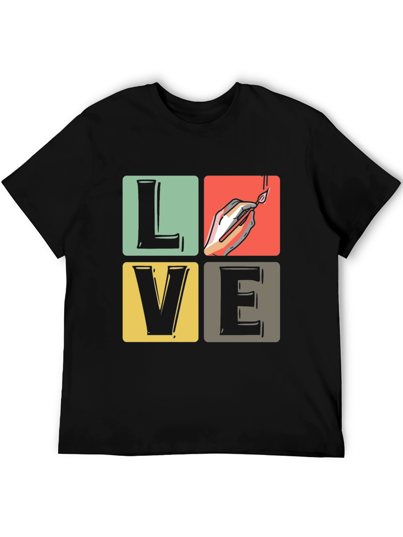 Love Art Shirt: Hand with Brush T-Shirt - Black
