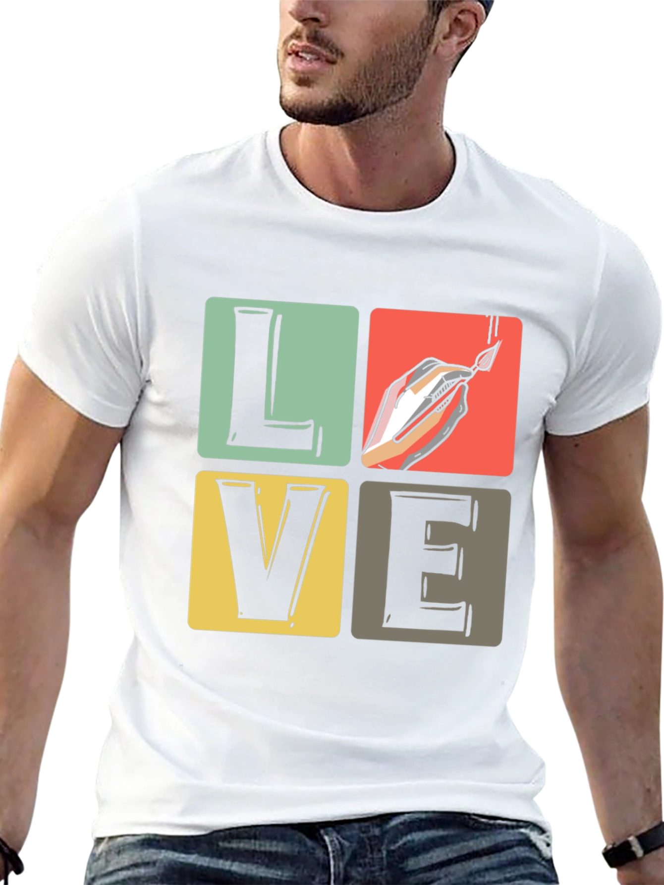 Love Art Shirt: Hand with Brush T-Shirt - Black