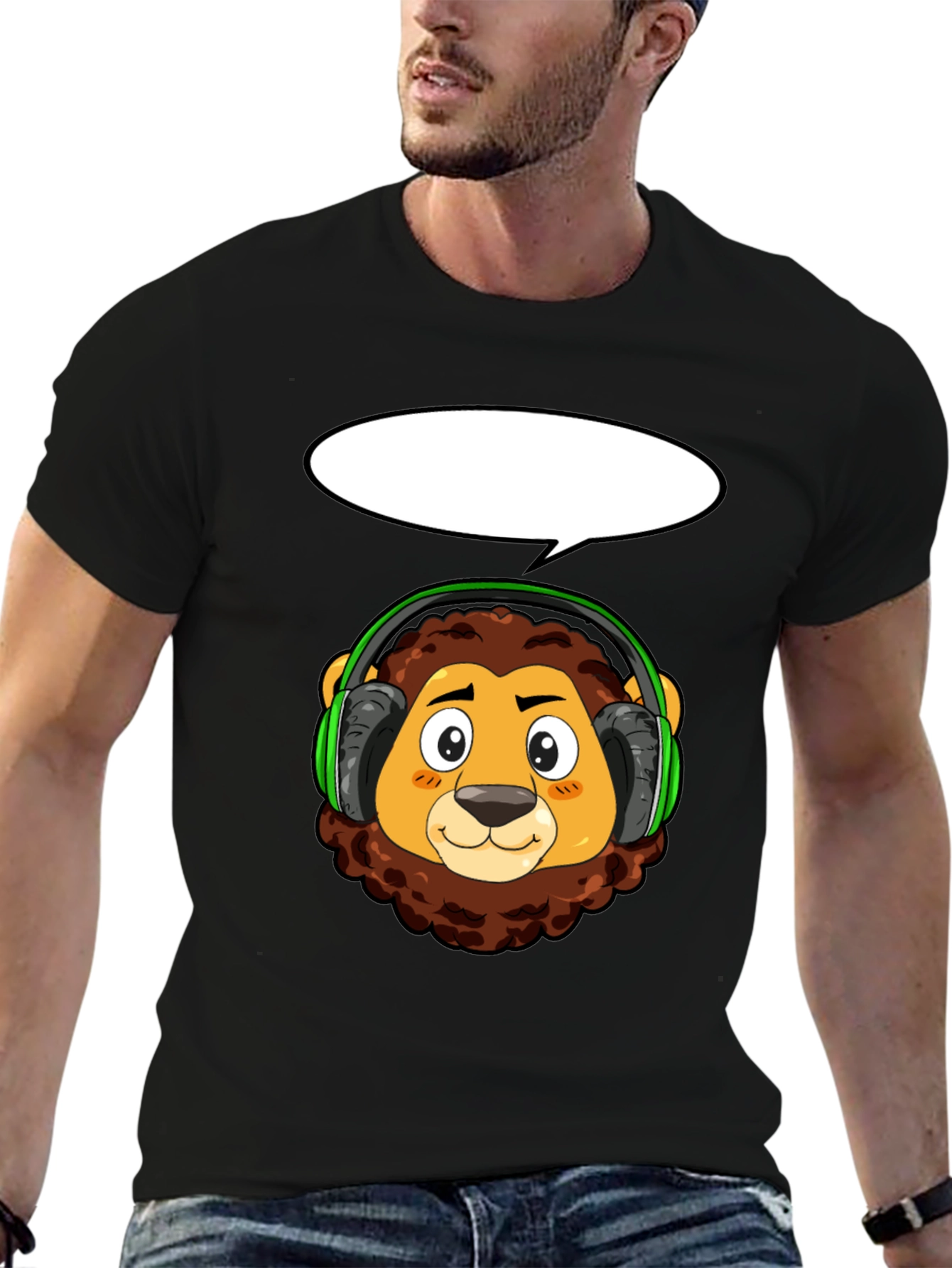 Lion Headphone T-Shirt - Cool Animal Tee