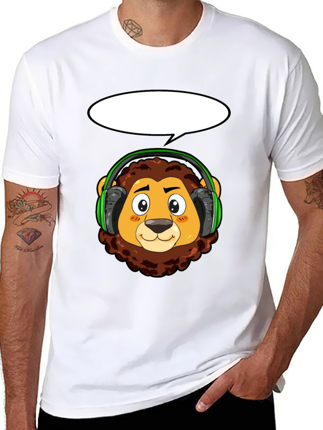 Lion Headphone T-Shirt - Cool Animal Tee