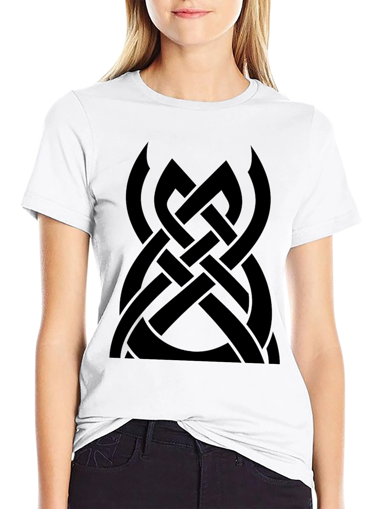 Black Celtic Knot Graphic Tee - Casual Style