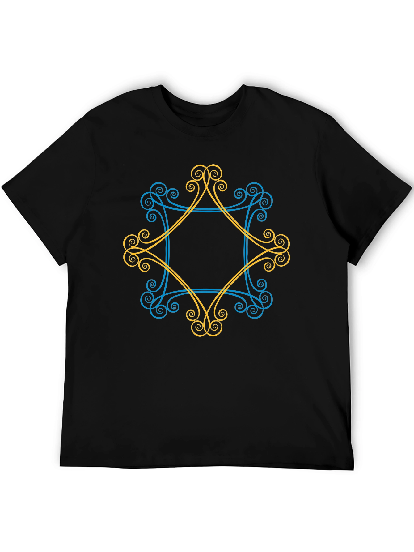 Geometric Swirl Graphic Tee - Mens Black T-Shirt