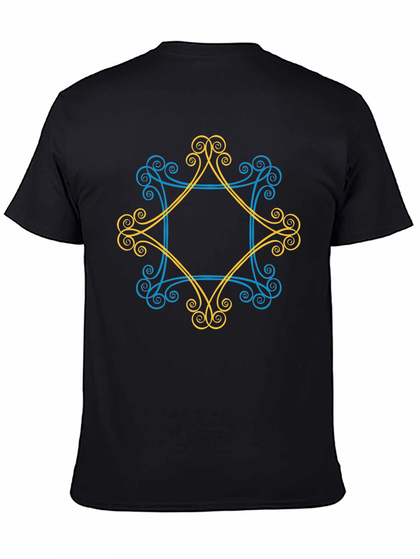 Geometric Swirl Graphic Tee - Mens Black T-Shirt