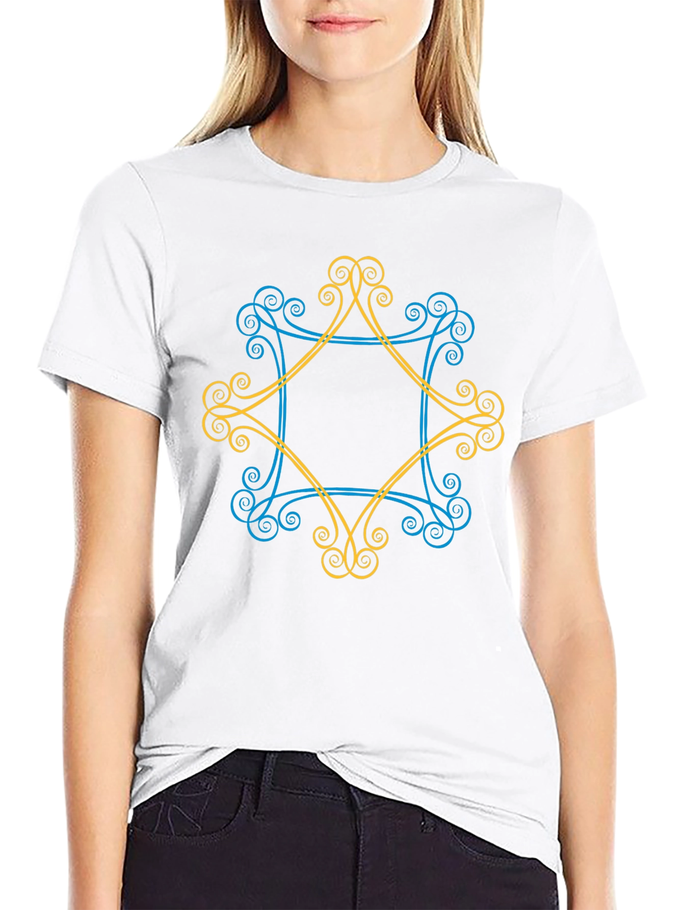 Geometric Swirl Graphic Tee - Mens Black T-Shirt