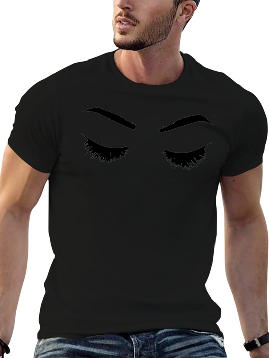 Eyelashes Graphic Print Black T-Shirt