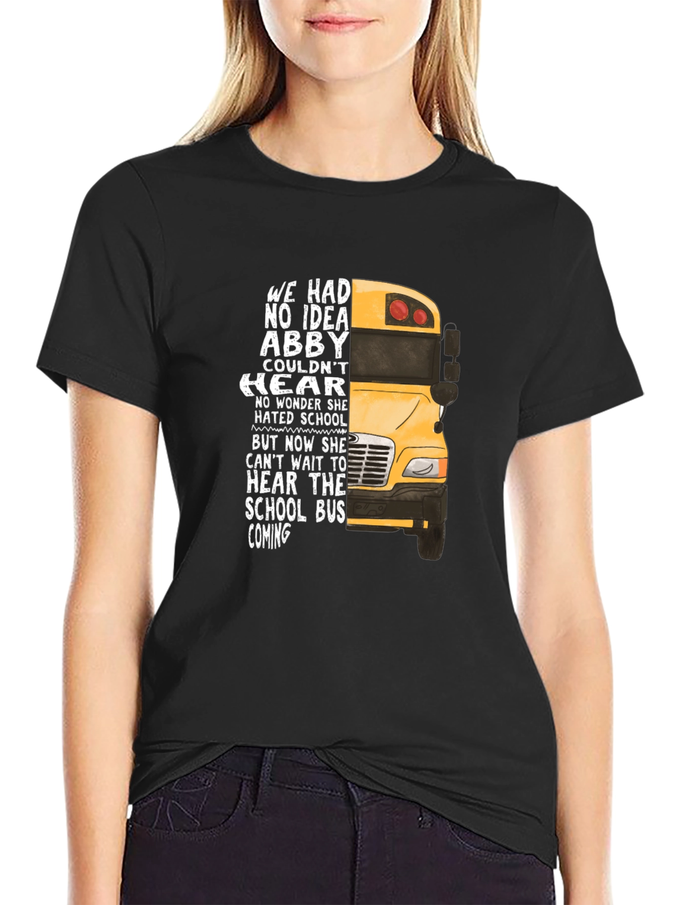 Abby School Bus T-Shirt - Hearing Loss Awareness