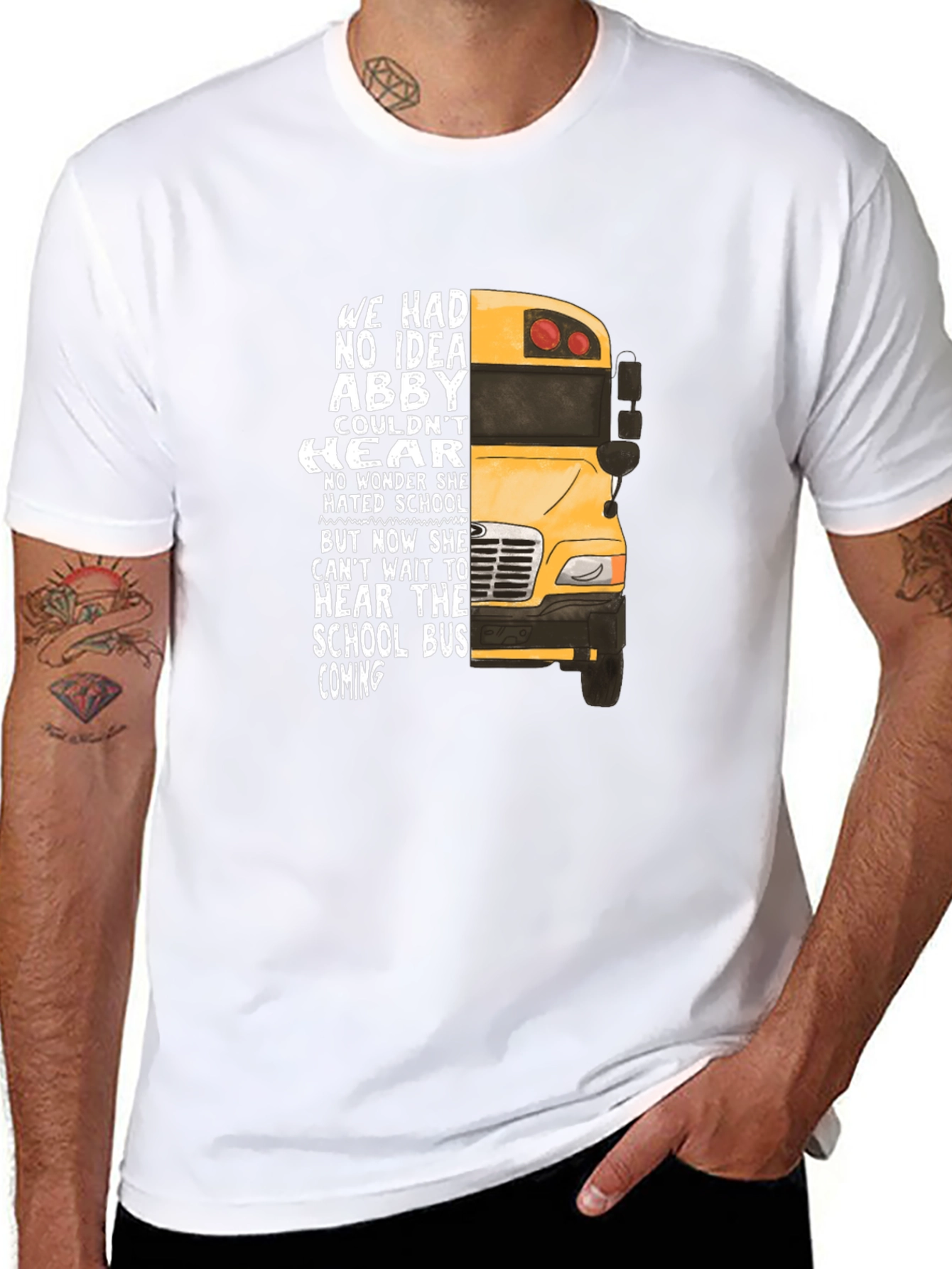 Abby School Bus T-Shirt - Hearing Loss Awareness