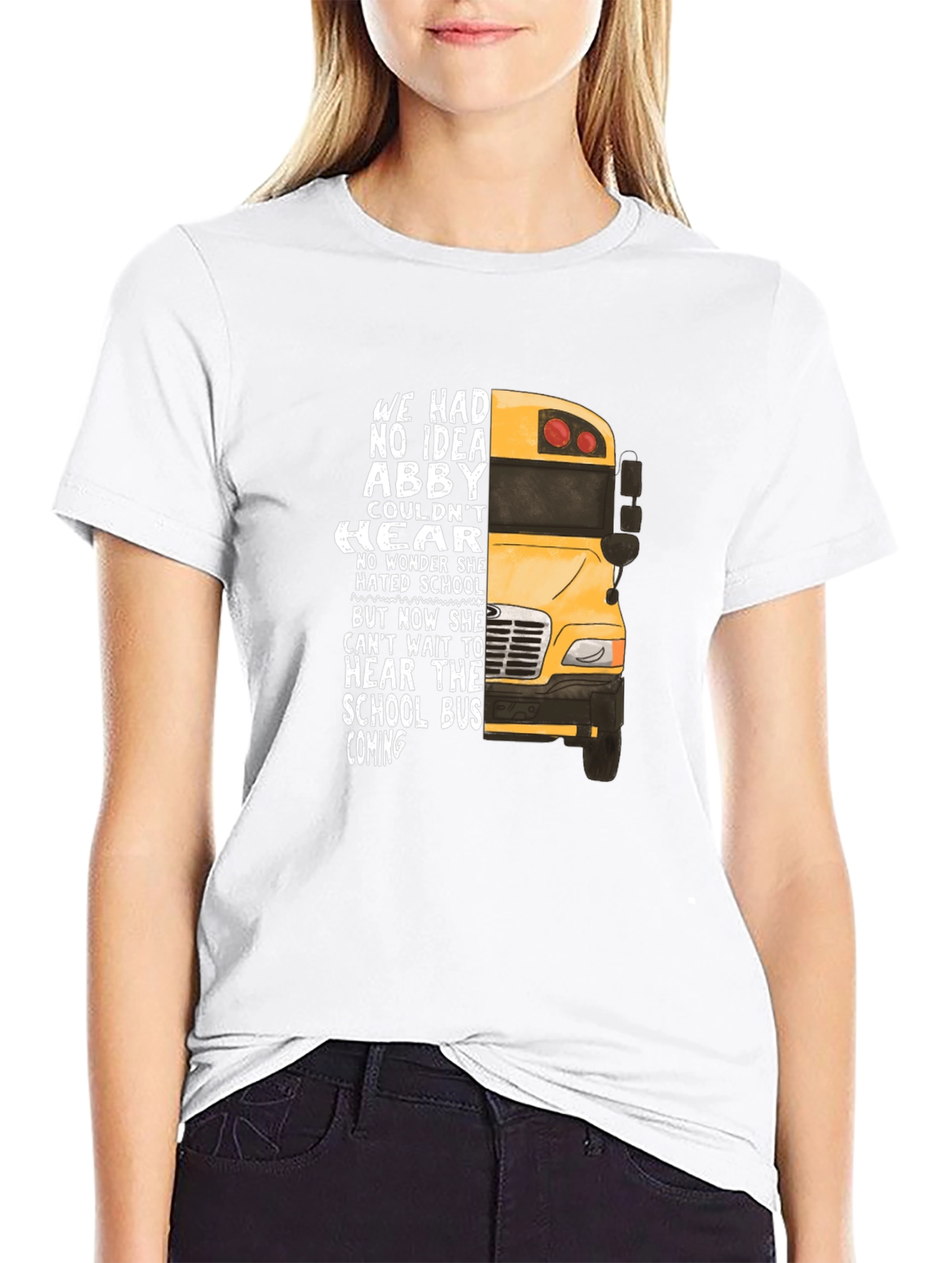 Abby School Bus T-Shirt - Hearing Loss Awareness