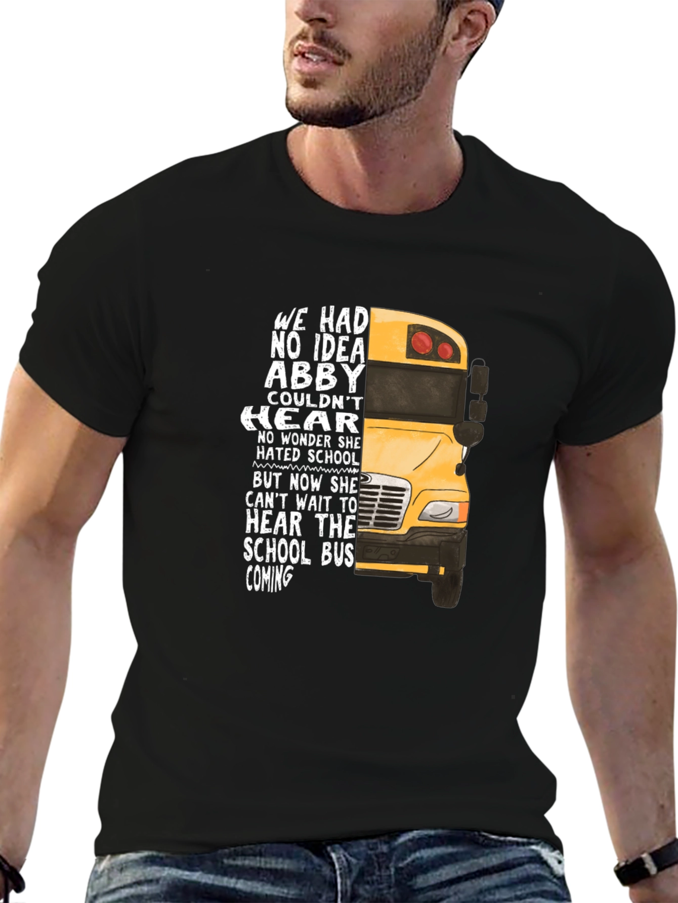 Abby School Bus T-Shirt - Hearing Loss Awareness