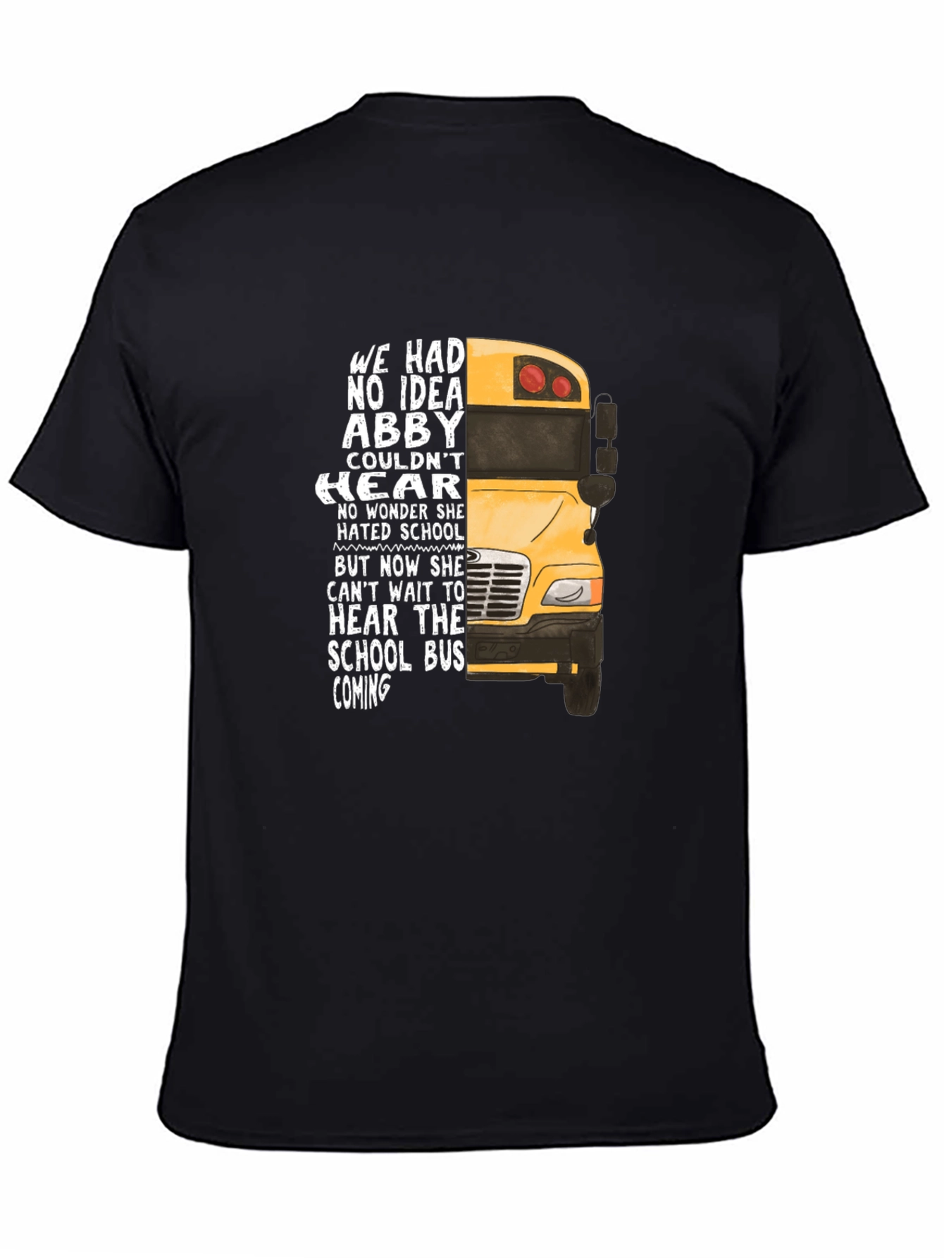 Abby School Bus T-Shirt - Hearing Loss Awareness