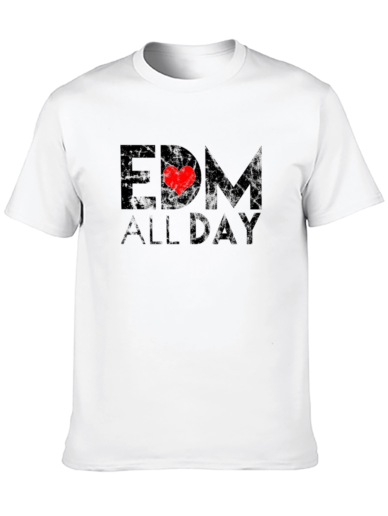 EDM All Day Heart Graphic Black T-Shirt