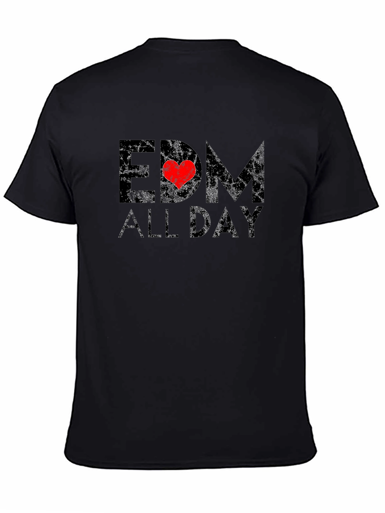 EDM All Day Heart Graphic Black T-Shirt