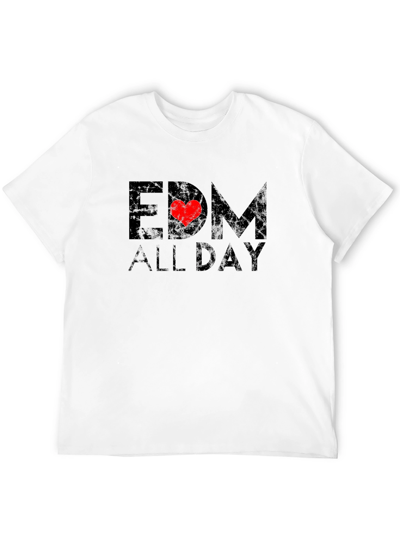 EDM All Day Heart Graphic Black T-Shirt