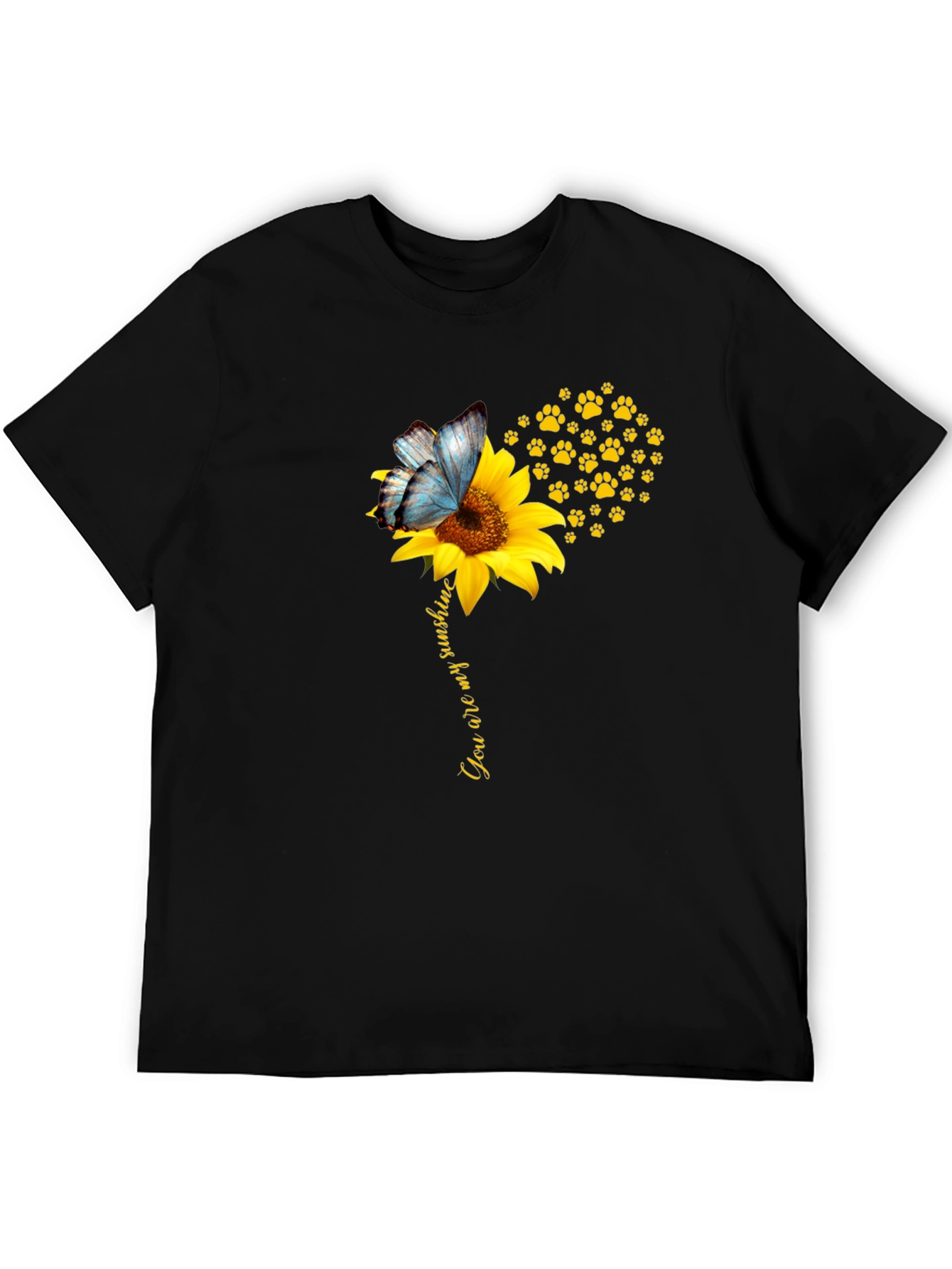 Sunflower Butterfly Paw Print T-Shirt