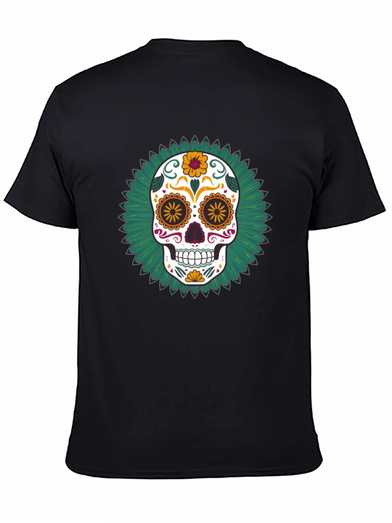 Day of the Dead Skull Graphic Tee - Black