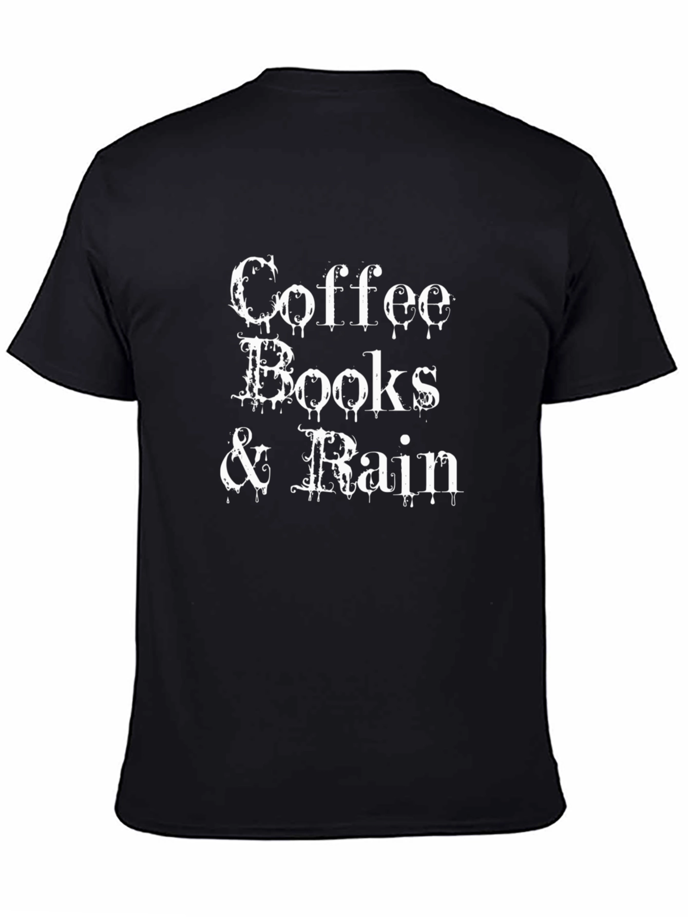 Coffee Books & Rain Black T-Shirt