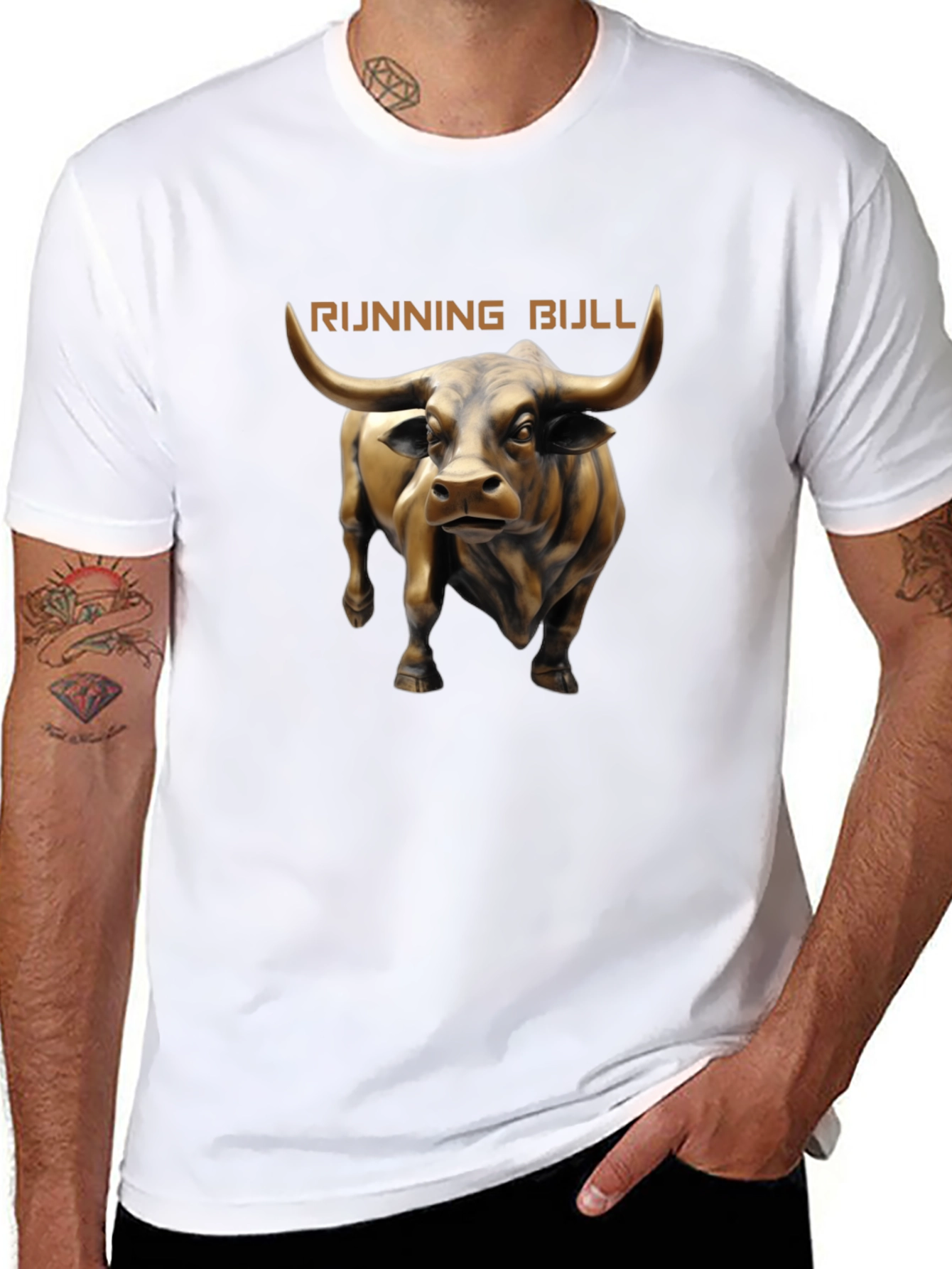 Running Bull Graphic Tee - Black Cotton T-Shirt