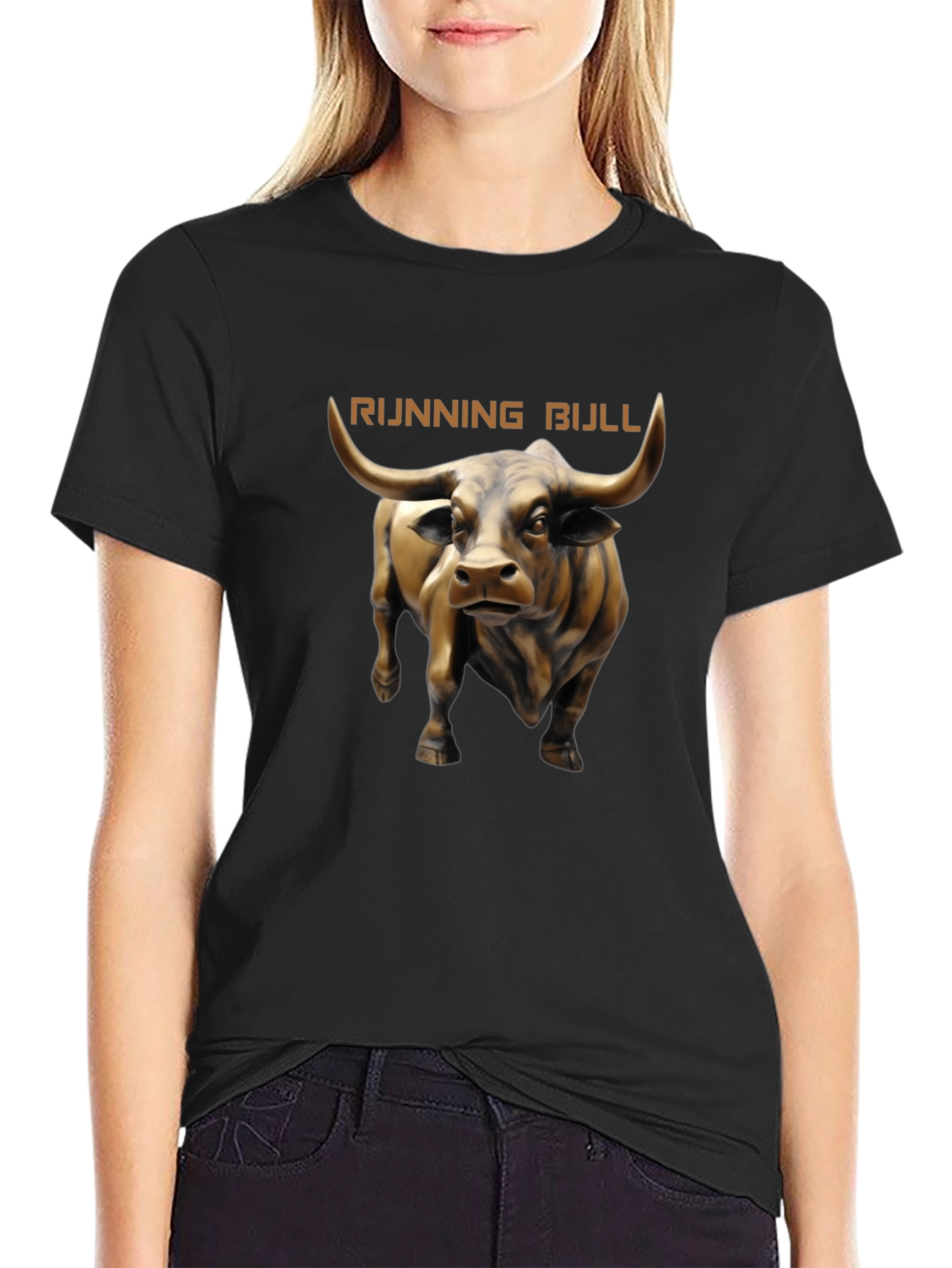 Running Bull Graphic Tee - Black Cotton T-Shirt
