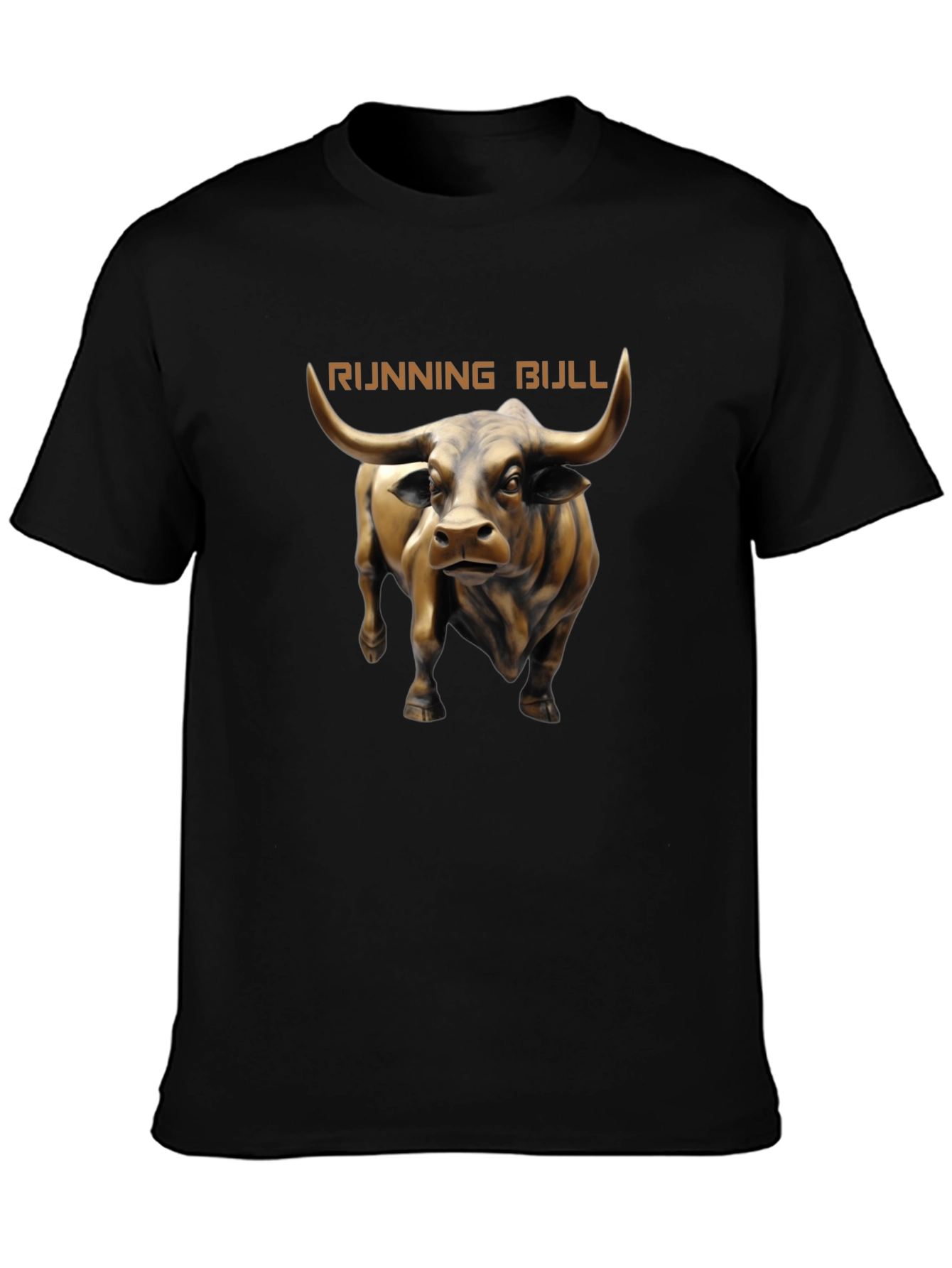 Running Bull Graphic Tee - Black Cotton T-Shirt