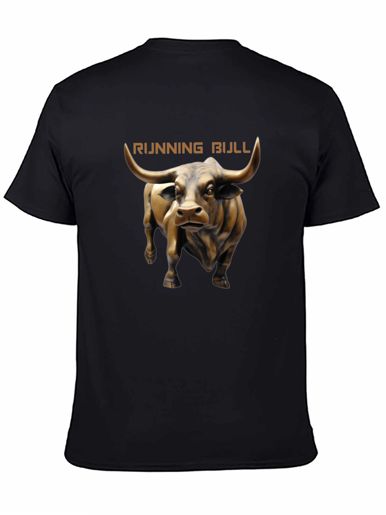 Running Bull Graphic Tee - Black Cotton T-Shirt