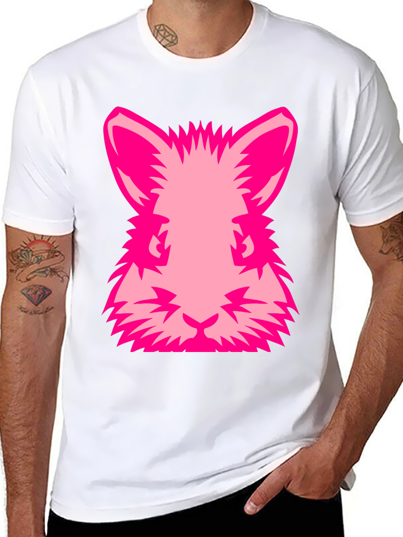 Pink Rabbit Graphic Tee - Black Cotton Blend Shirt