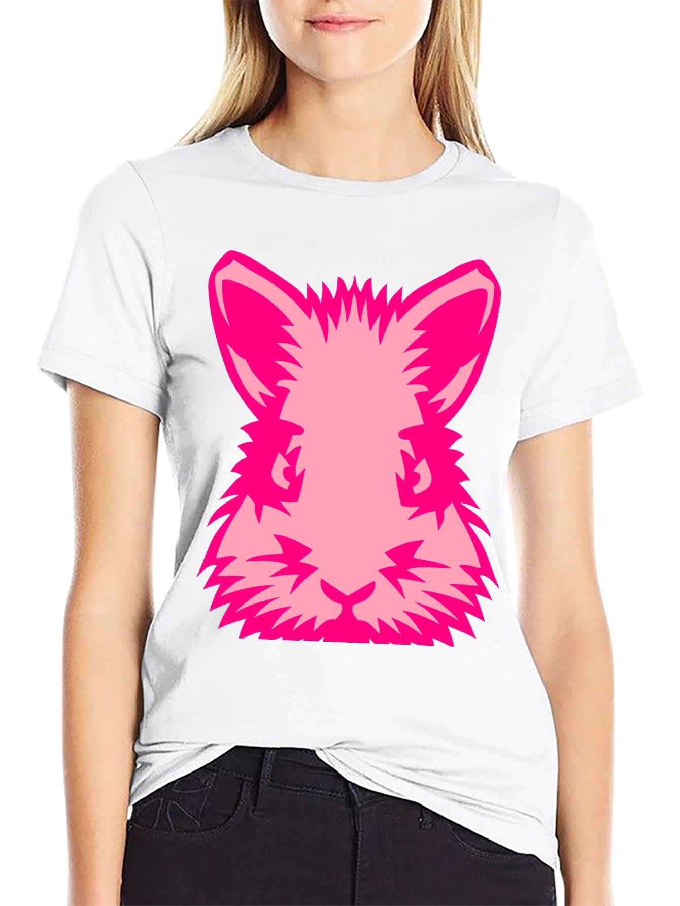 Pink Rabbit Graphic Tee - Black Cotton Blend Shirt